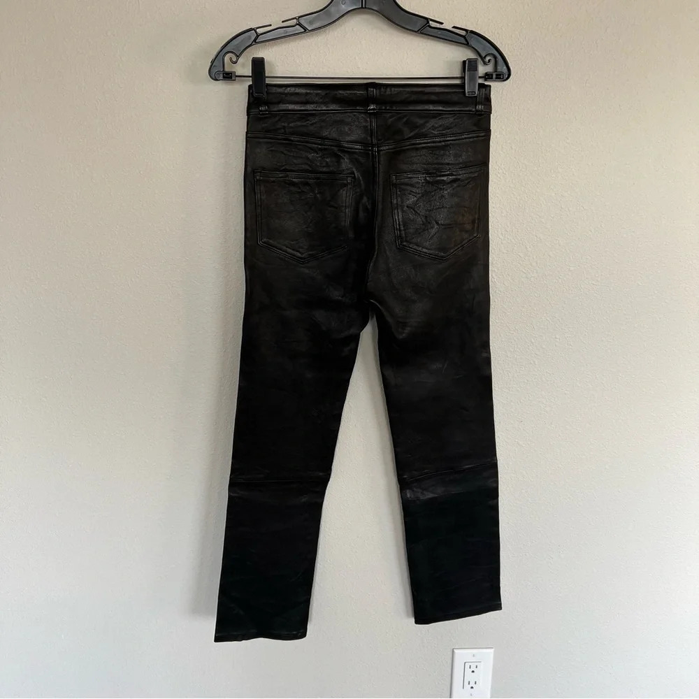 NWOT PAIGE Jacqueline Straight Jeans Black Leather Casual Biker Women’s Moto 27 - Picture 9 of 14